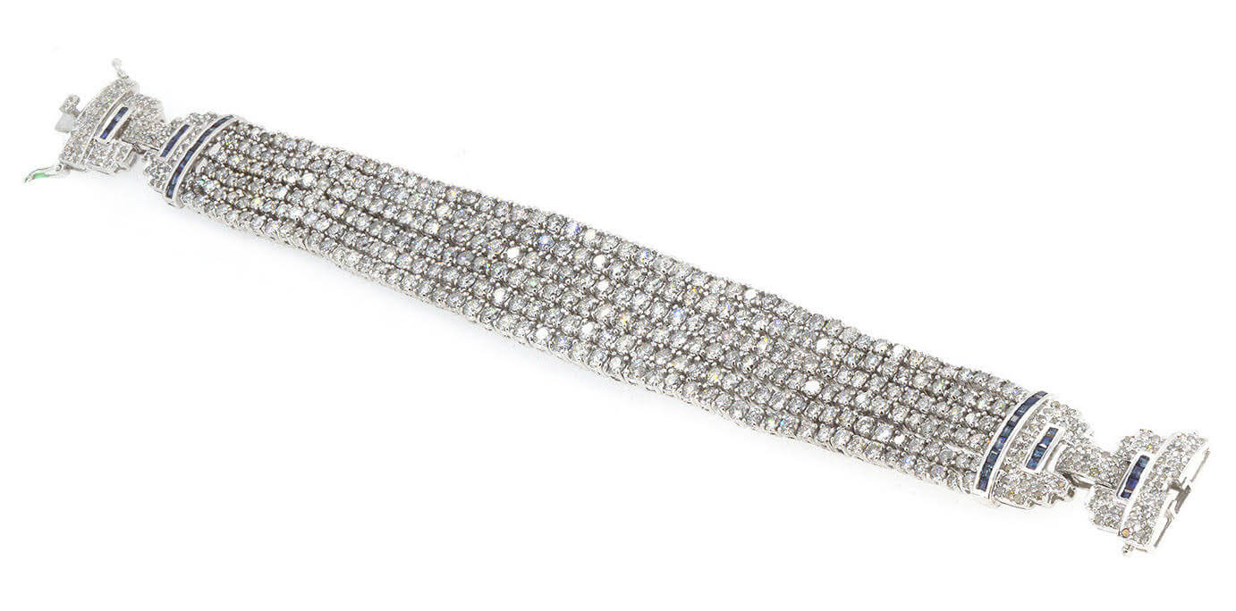 1.34Ct Blue Sapphire & Diamond Bracelet