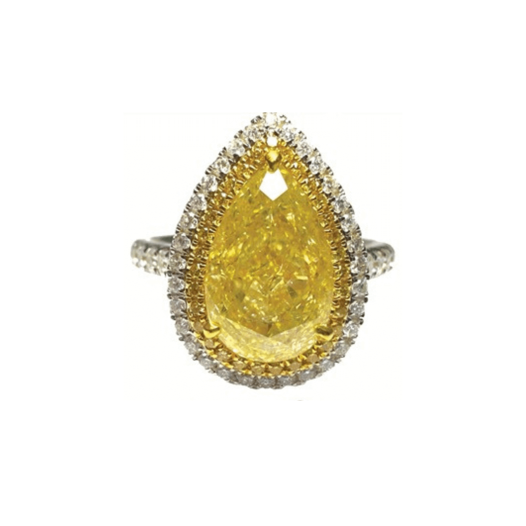 EGL 3.02Ct Fancy Yellow Diamond Solitaire Ring 18K