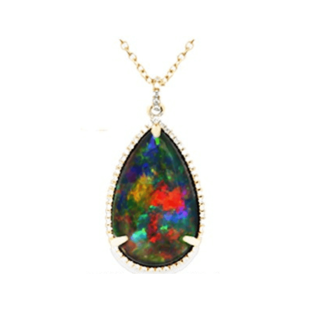 Rare 17Ct Black Opal and Diamond Pendant