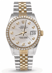 Rolex Datejust Two Tone Mother of Pearl Face with Diamond Bezel