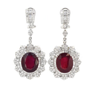 18K 17.11ctw and 4.9ctw Diamond Earrings