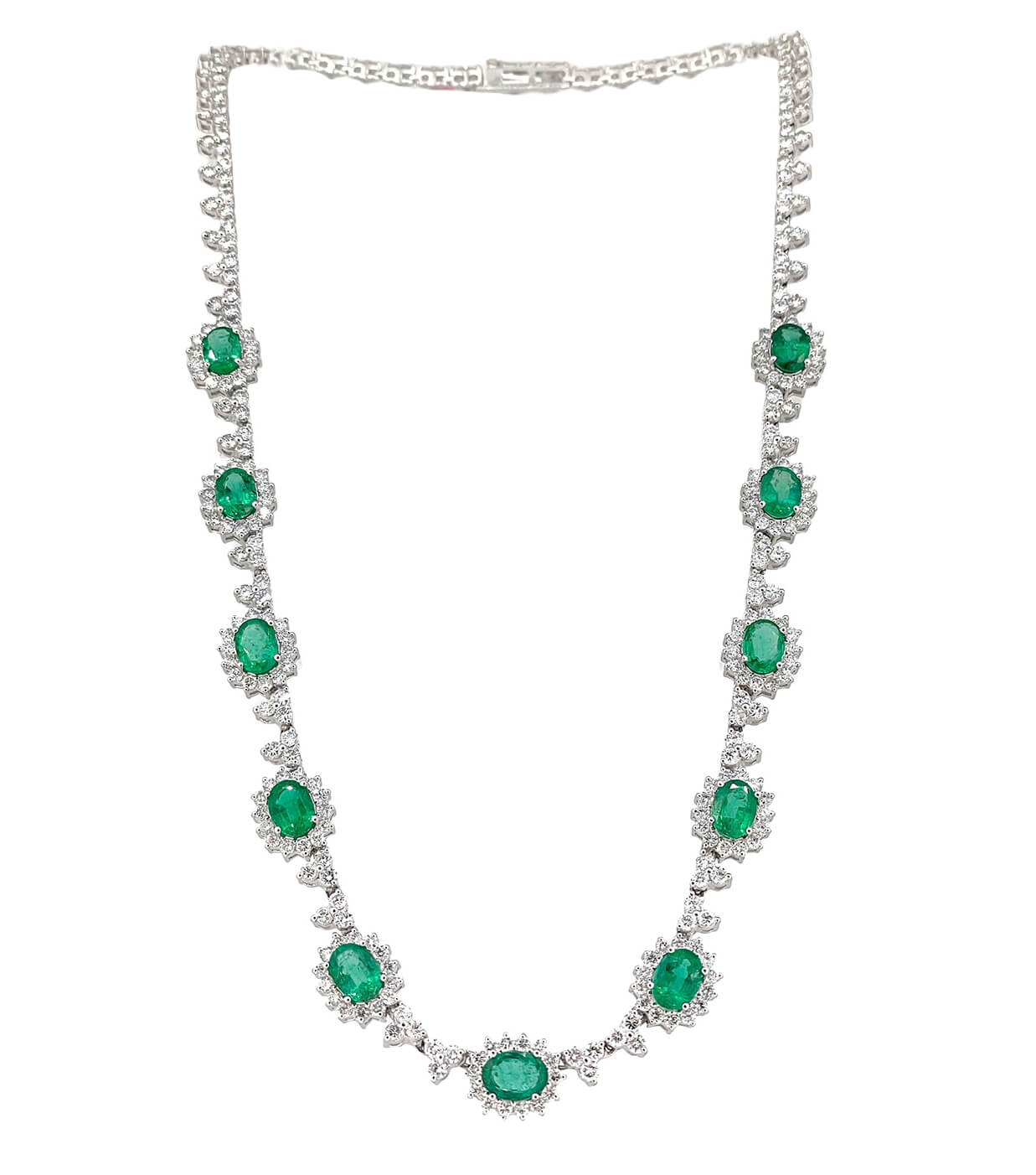 18K 9.74ct Emeralds and 8.35ct Diamond Necklace