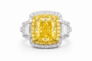 18K GIA 3.02CT Fancy Yellow and Diamond Ring
