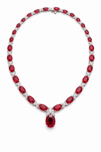 GIA Platinum 45.88ct Ruby and 3.54ct Diamond Necklace
