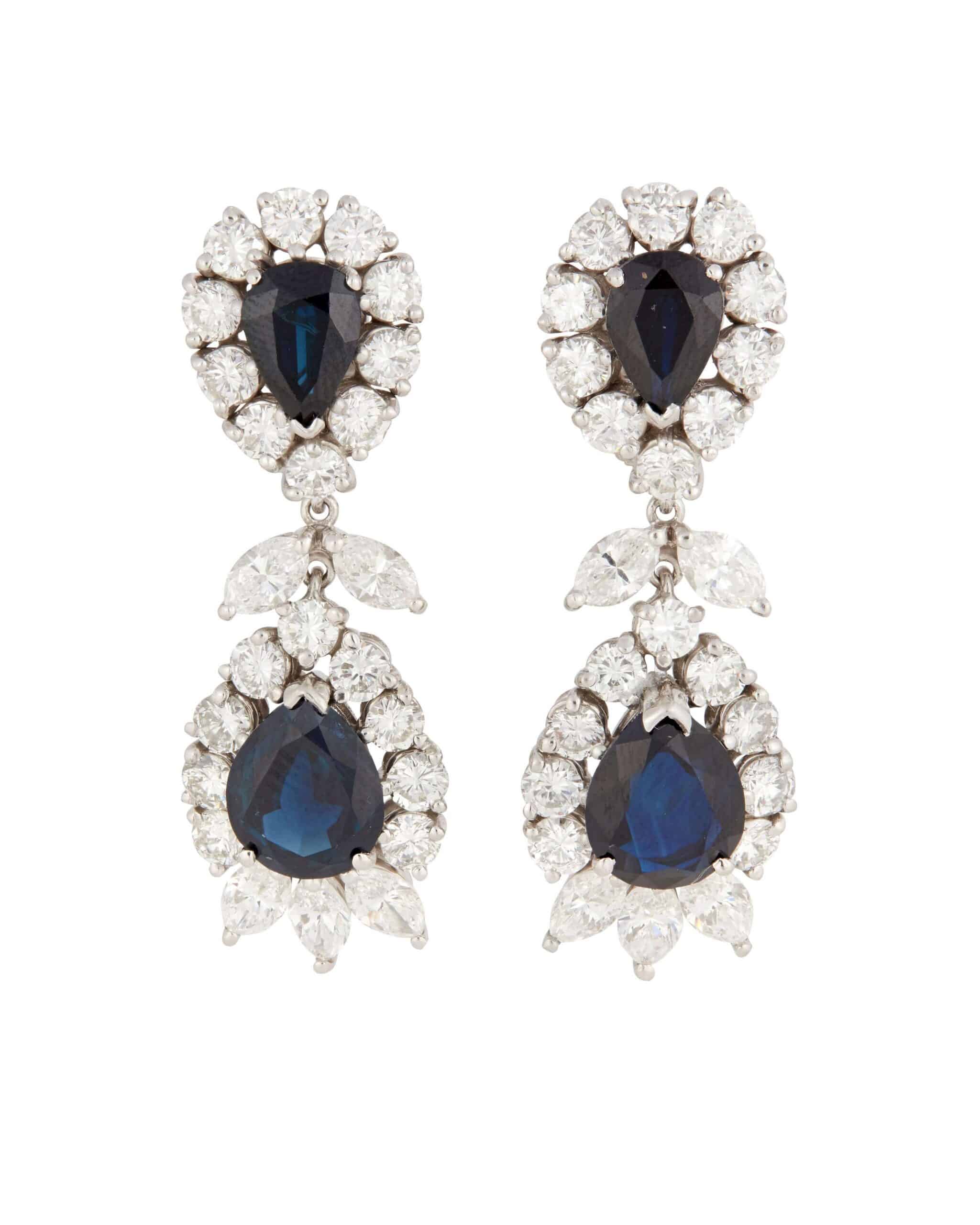 Platinum 6.1cts Sapphire & Diamond Earrings