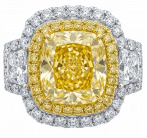 18K GIA 3.01 Fancy Yellow Diamond Ring