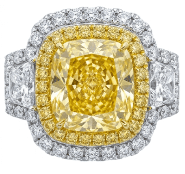 18K GIA 3.01 Fancy Yellow Diamond Ring