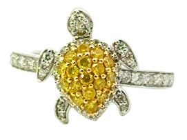 Fancy Yellow Diamond Turtle Ring 18k