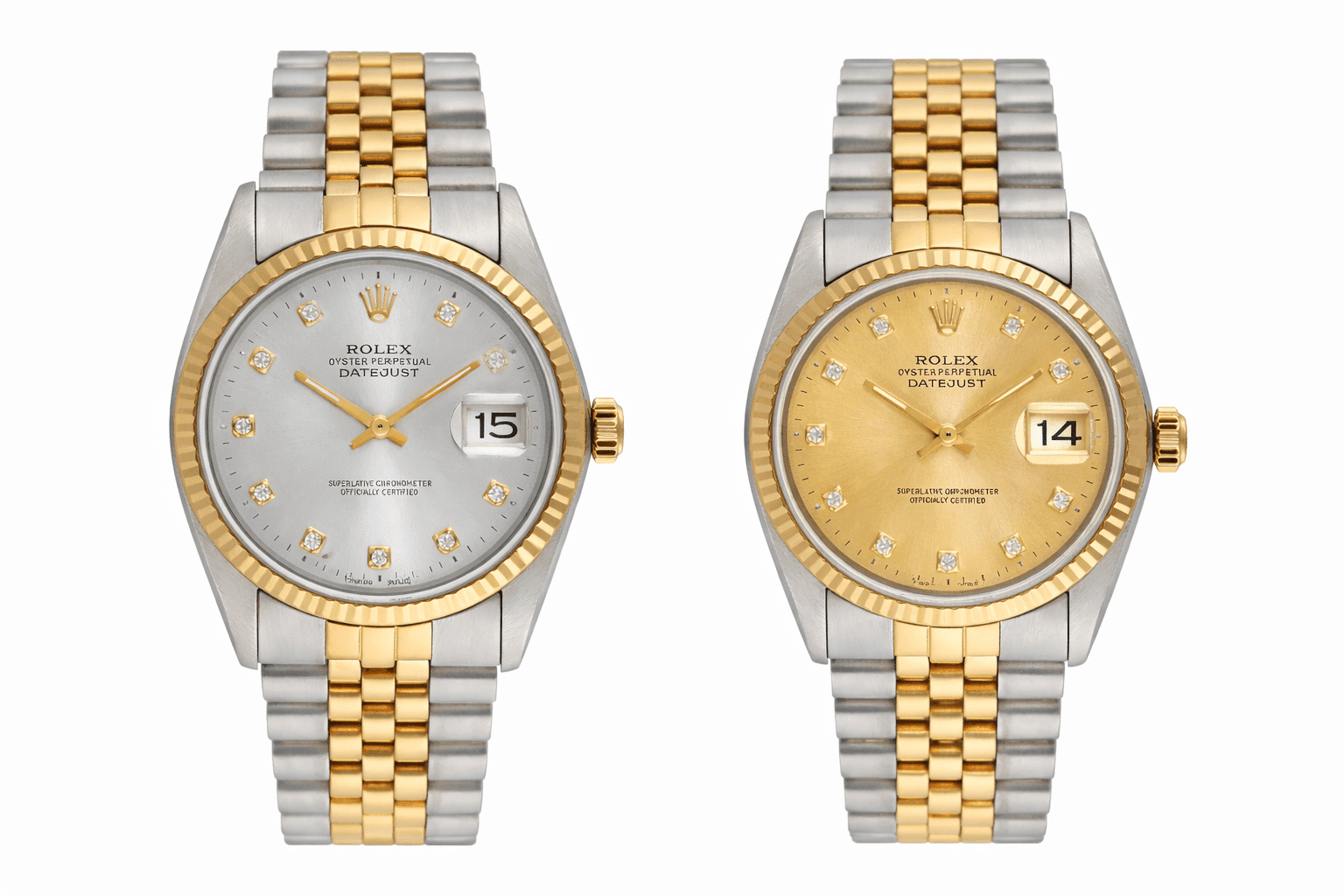Rolex Mens and Lady's Two Tone Datejusts